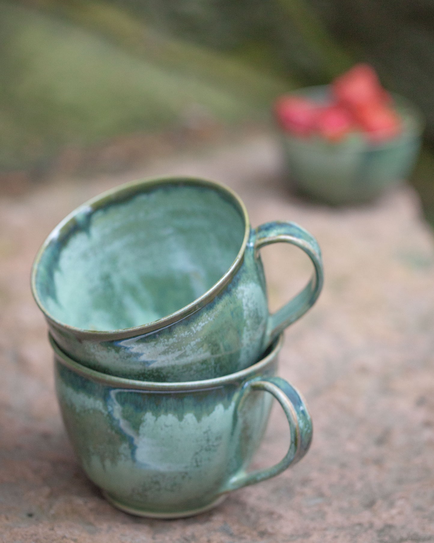 Drejad tekopp 7 dl, grönmelerad